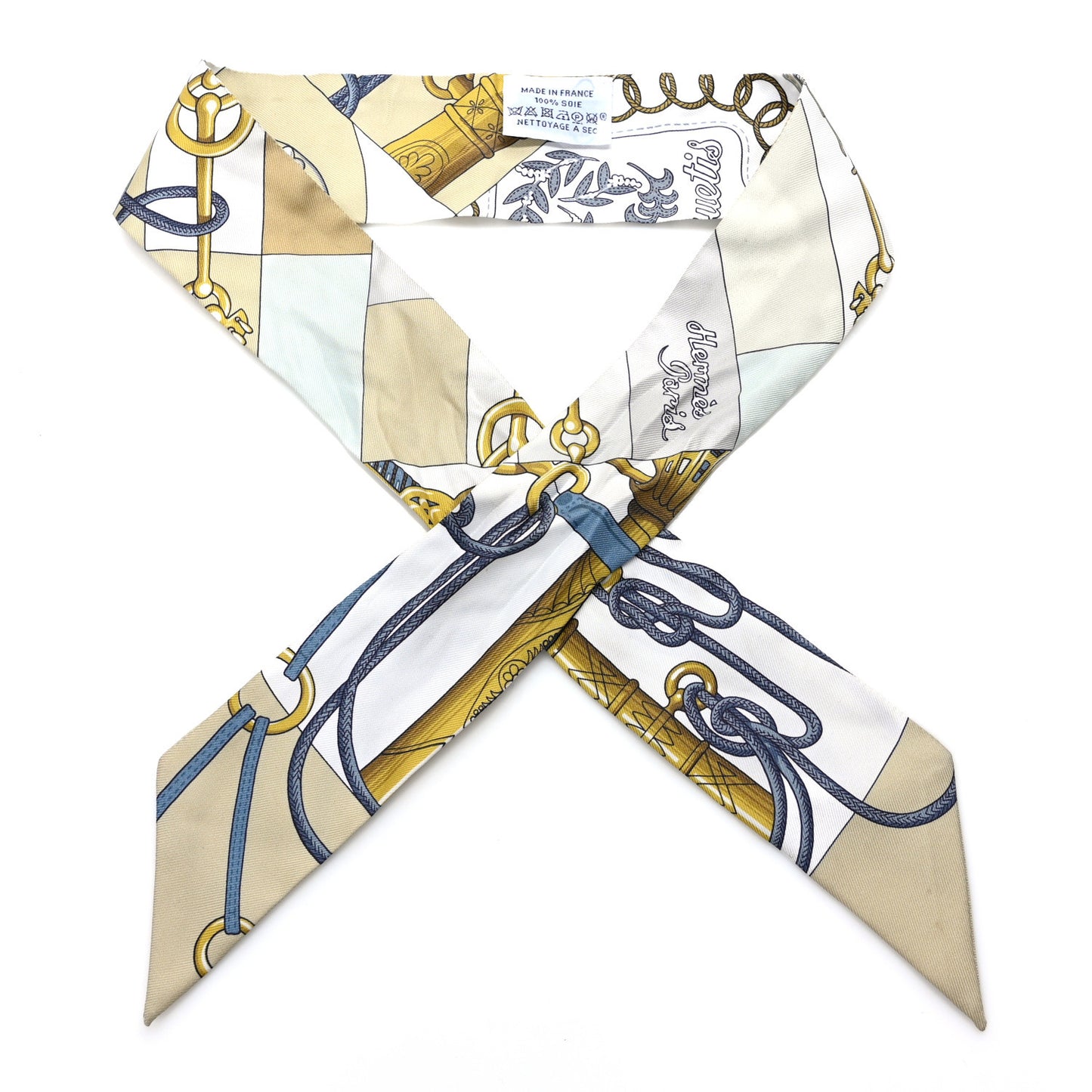 Silk Cliquetis Twilly White Jaune Clair Dore
