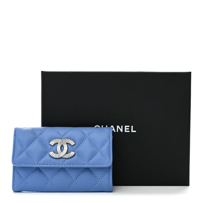 Chanel Caviar Quilted Textured CC Flap Card Holder Blue 9 of 9