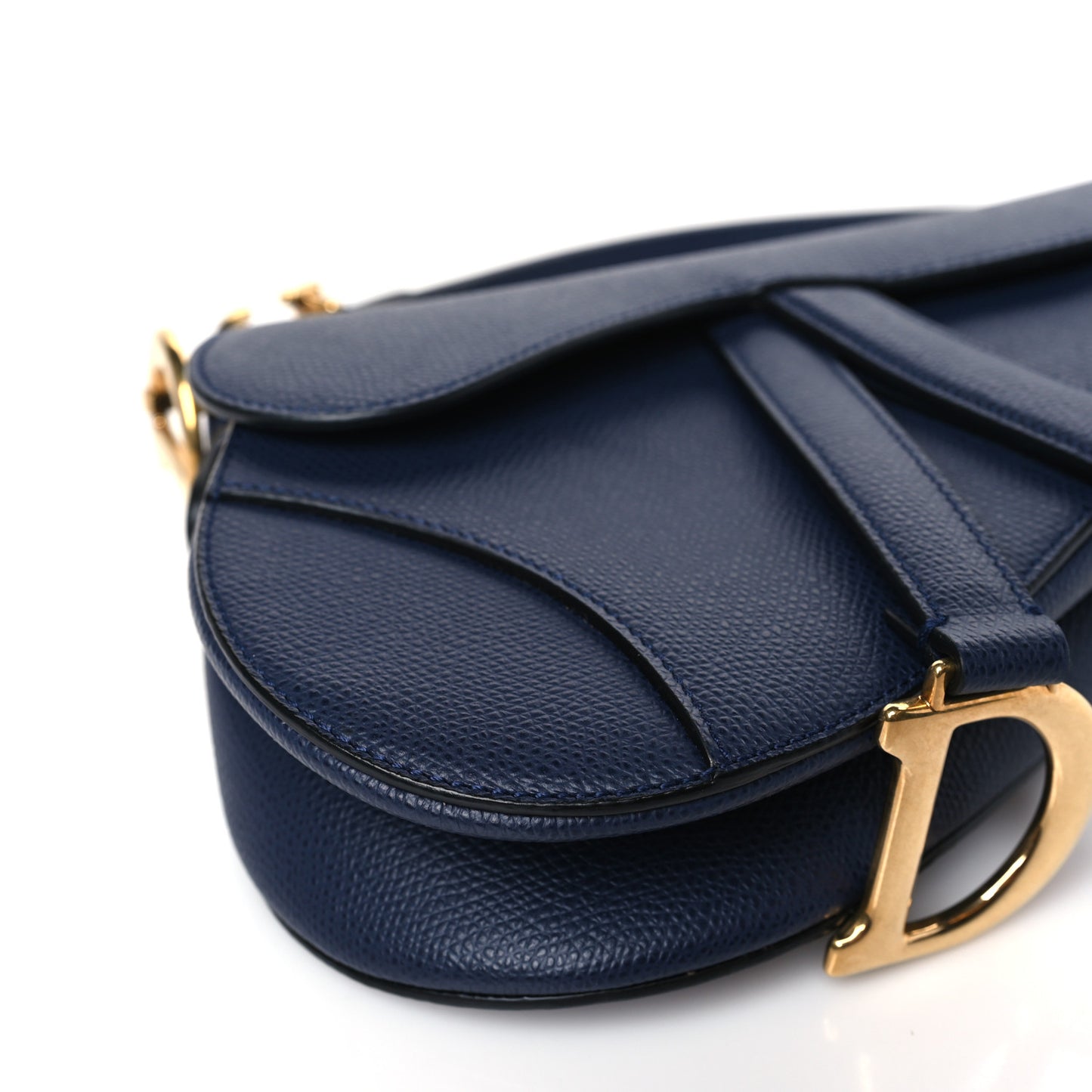 Grained Calfskin Mini Saddle Bag Navy