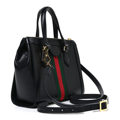 Gucci Textured Calfskin Web Small Ophidia Tote Bag Black 3 of 10