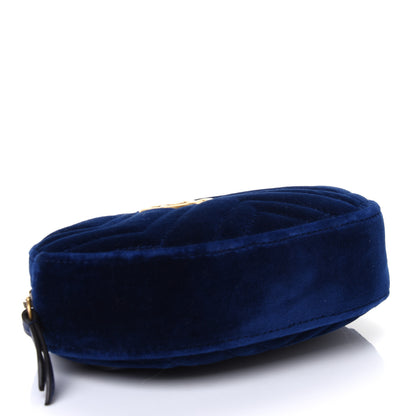 Gucci Velvet Matelasse GG Marmont Belt Bag 85 34 Cobalt Blue 3 of 4