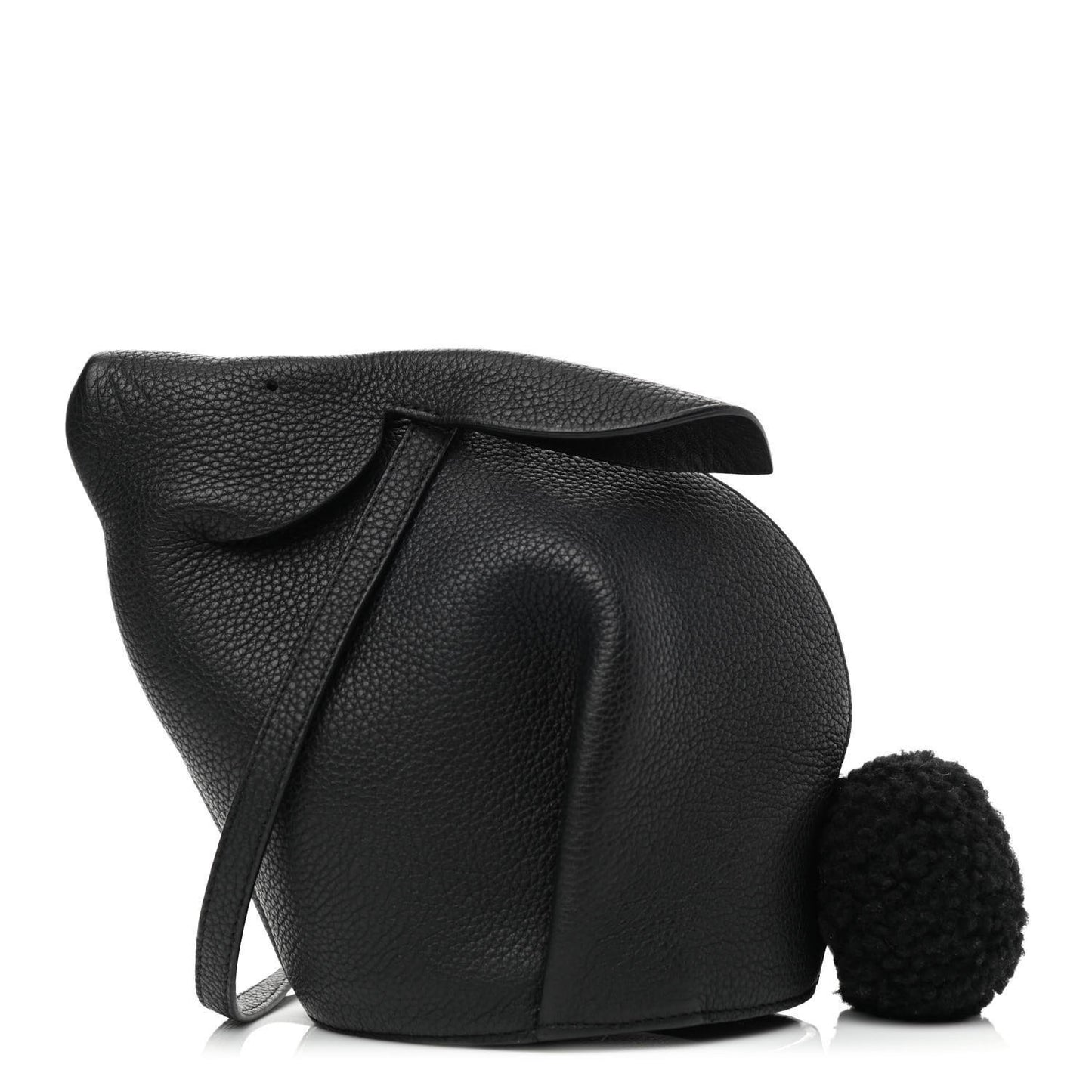 Calfskin Shearling Mini Bunny Crossbody Bag Black
