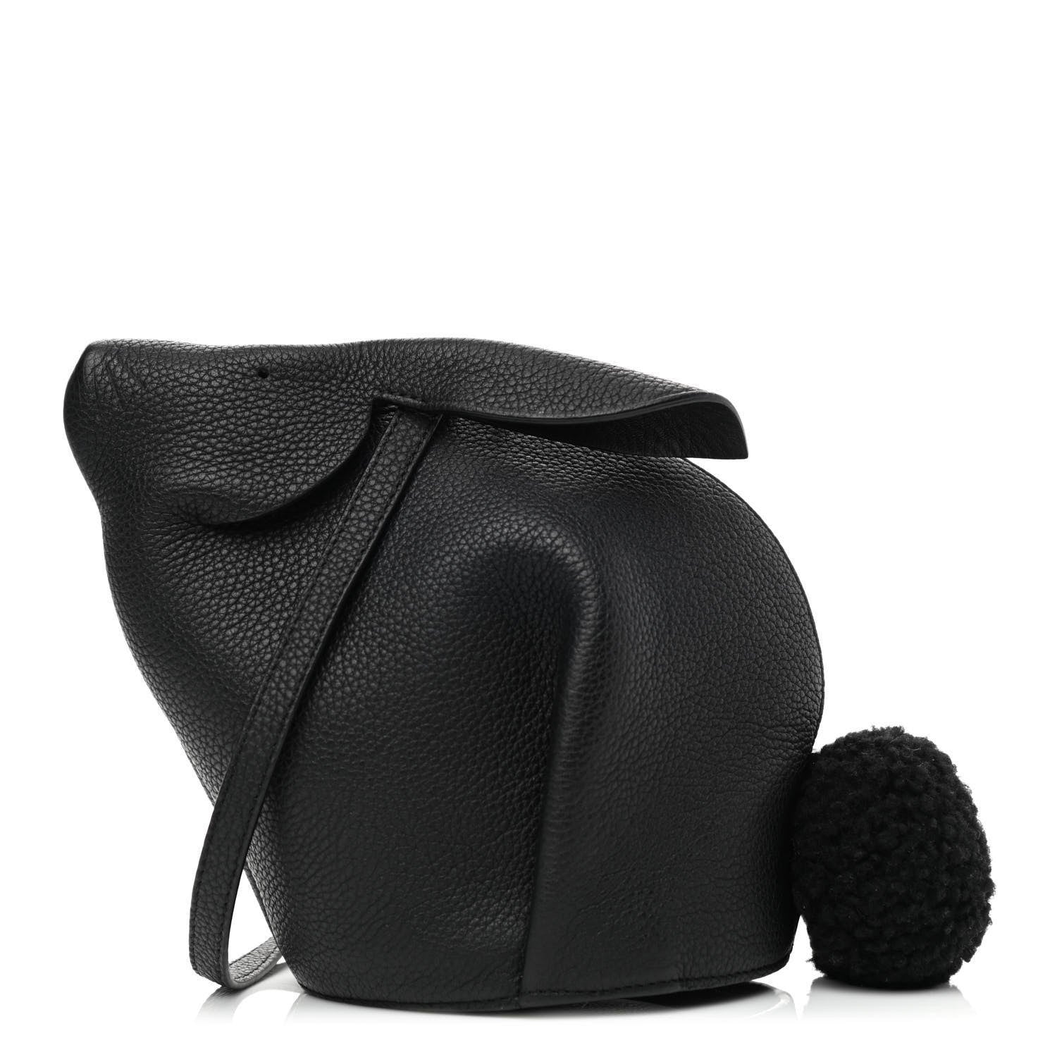Loewe Calfskin Shearling Mini Bunny Crossbody Bag Black 1 of 9