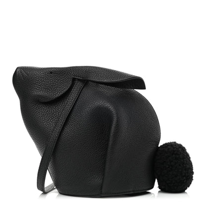 Loewe Calfskin Shearling Mini Bunny Crossbody Bag Black 1 of 9