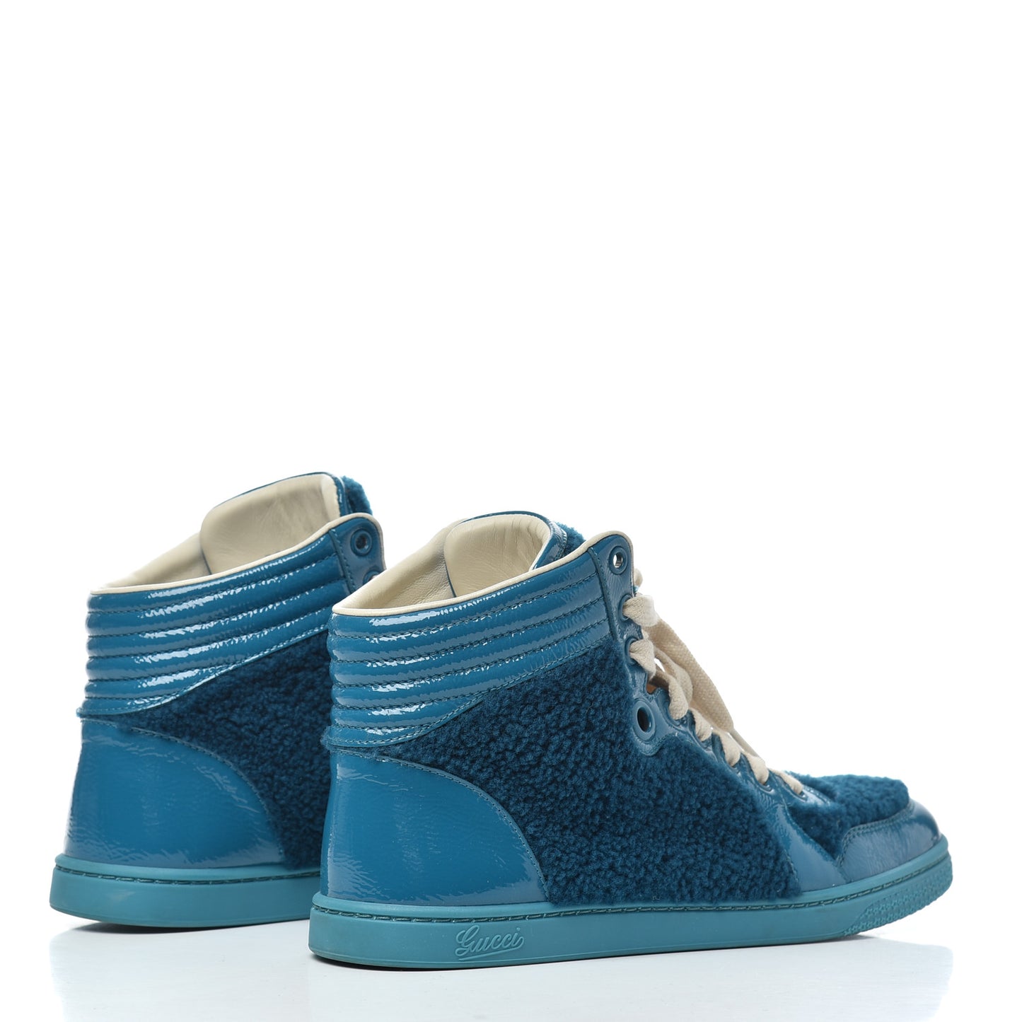 Patent Merino Wool High Top Sneakers 38 Deep Cobalt