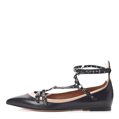 Valentino Garavani Nappa Love Latch Cage Ballet Flats 39 Black Poudre 1 of 9