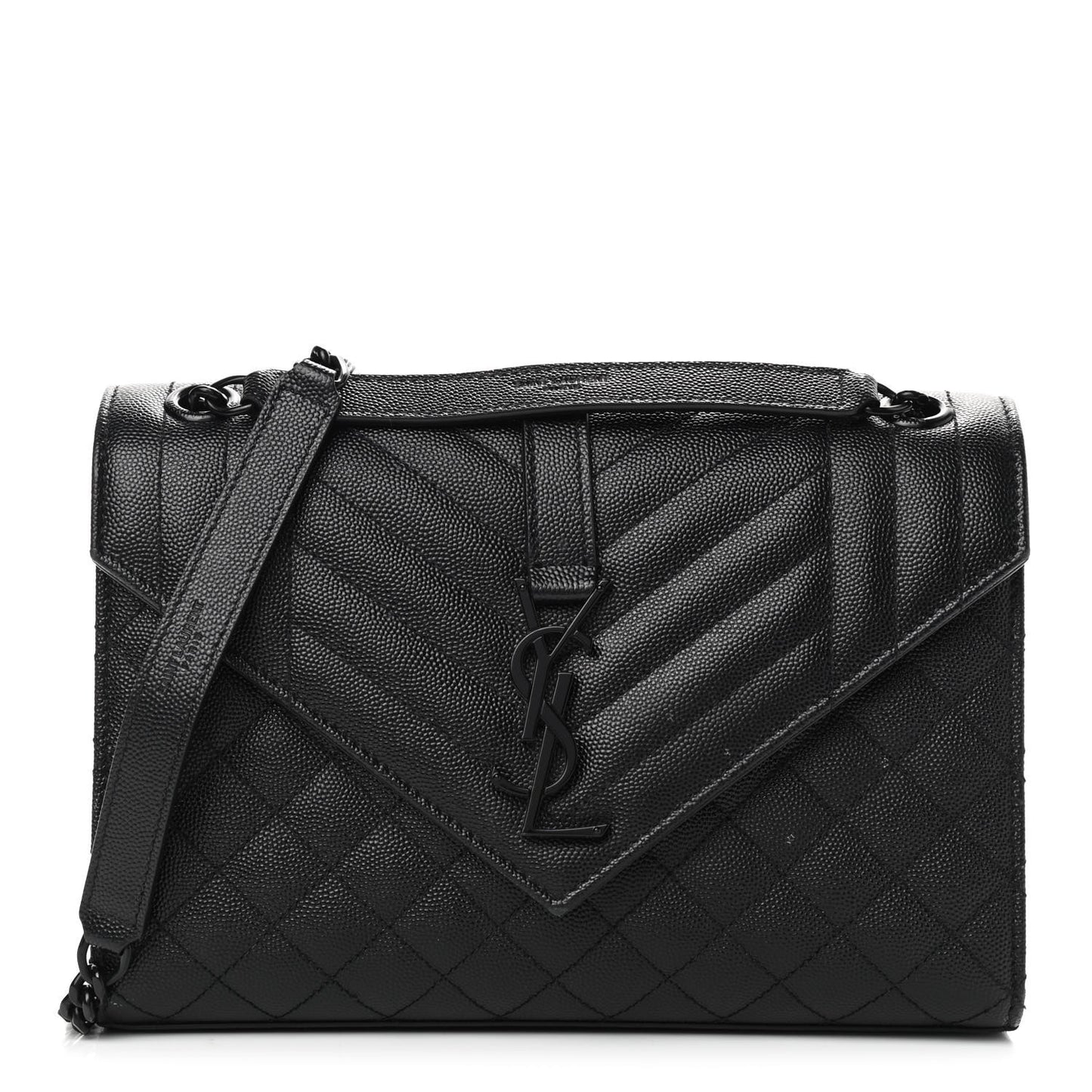 Grain De Poudre Textured Mixed Matelasse Triquilt Medium Monogram Satchel Black