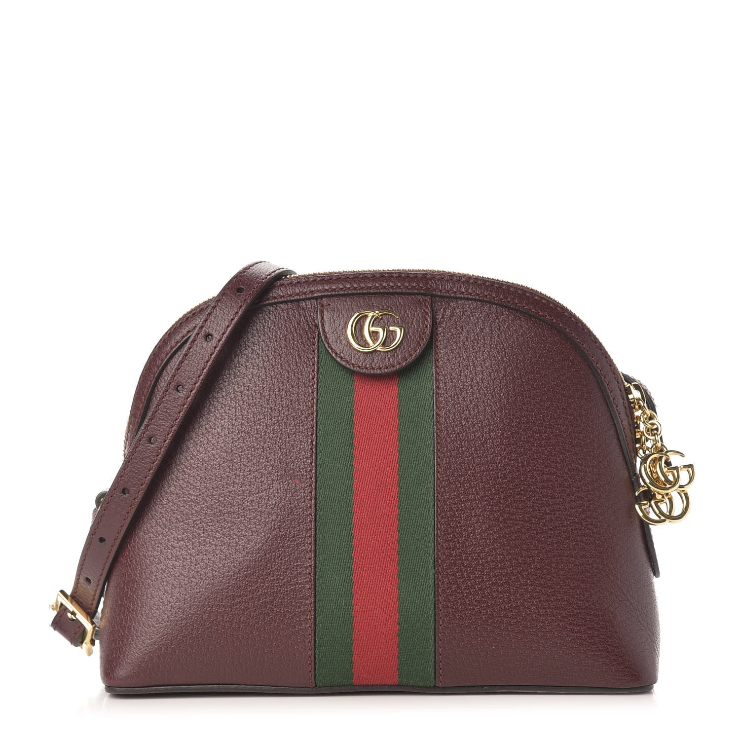 Gucci Textured Calfskin Web Small Ophidia Dome Shoulder Bag Vintage Bordeaux 1 of 11