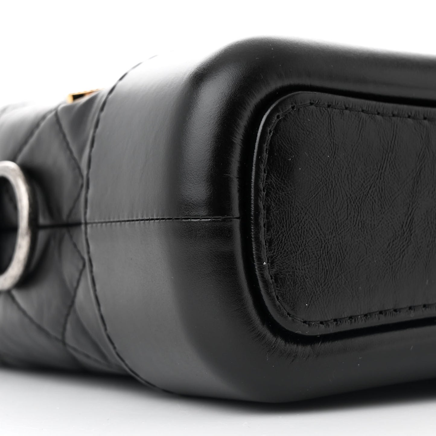 Aged Calfskin Quilted Charms Small Gabrielle Hobo Black