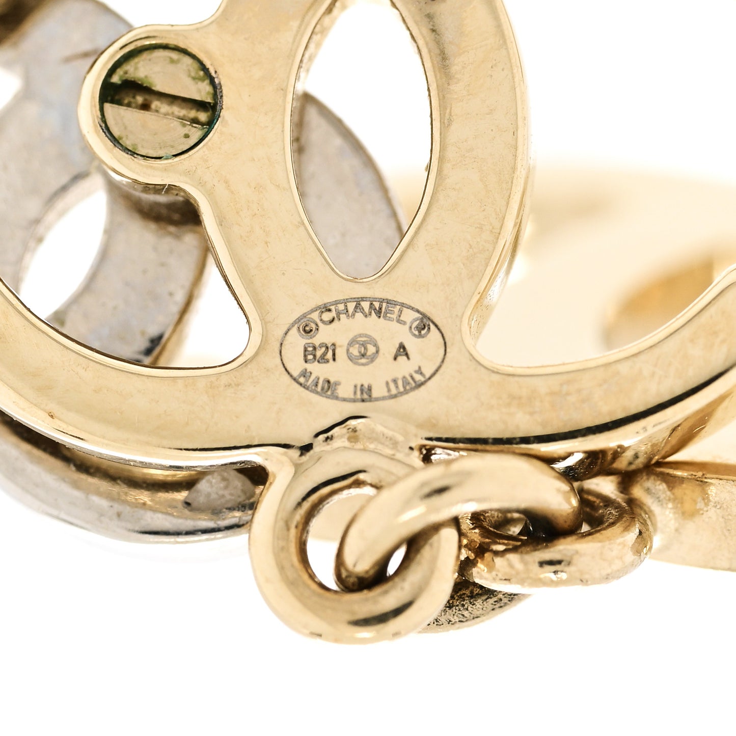 Crystal Pearl Double CC Drop Earrings Gold Silver