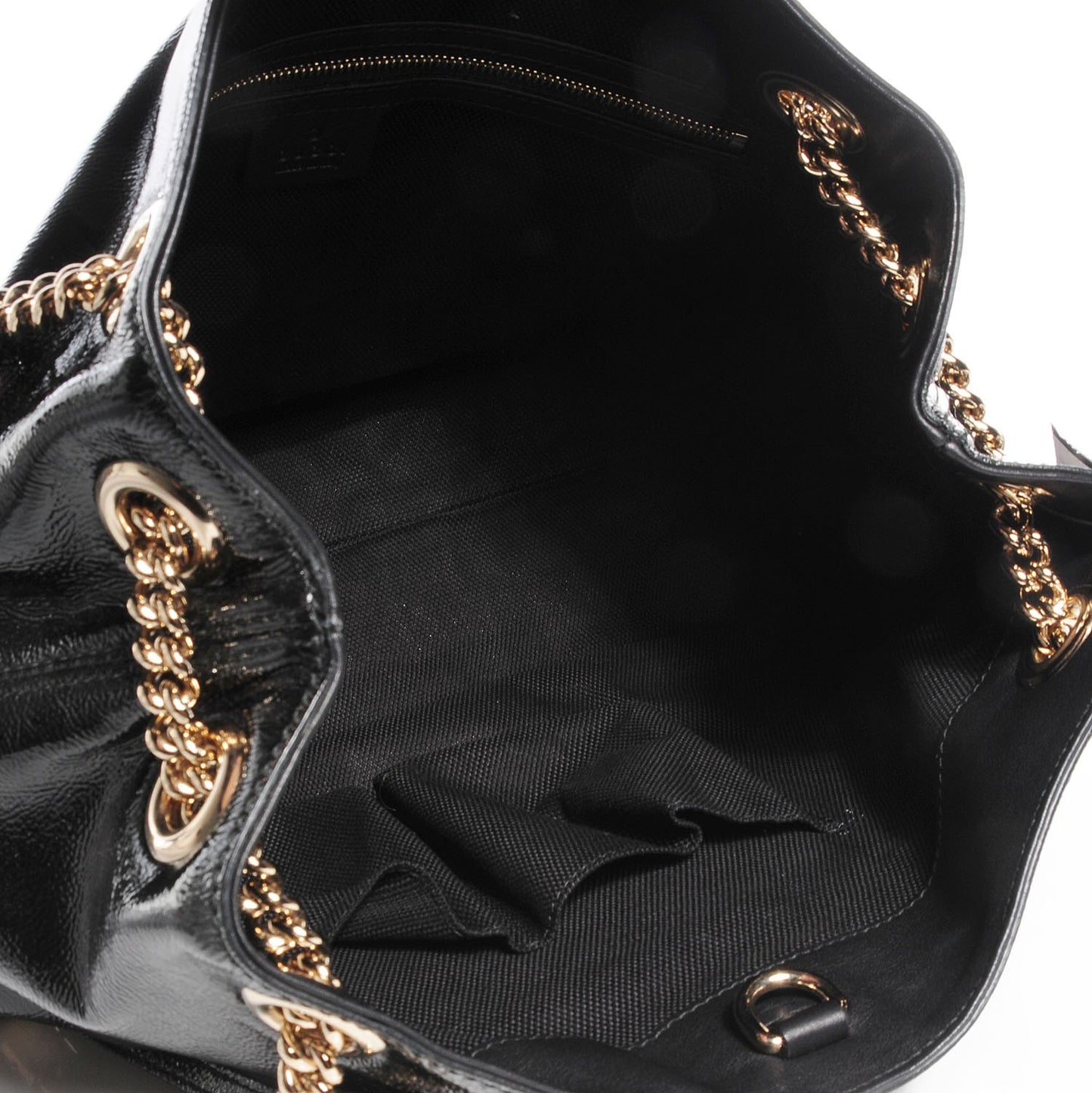 Patent Medium Soho Chain Shoulder Bag Black