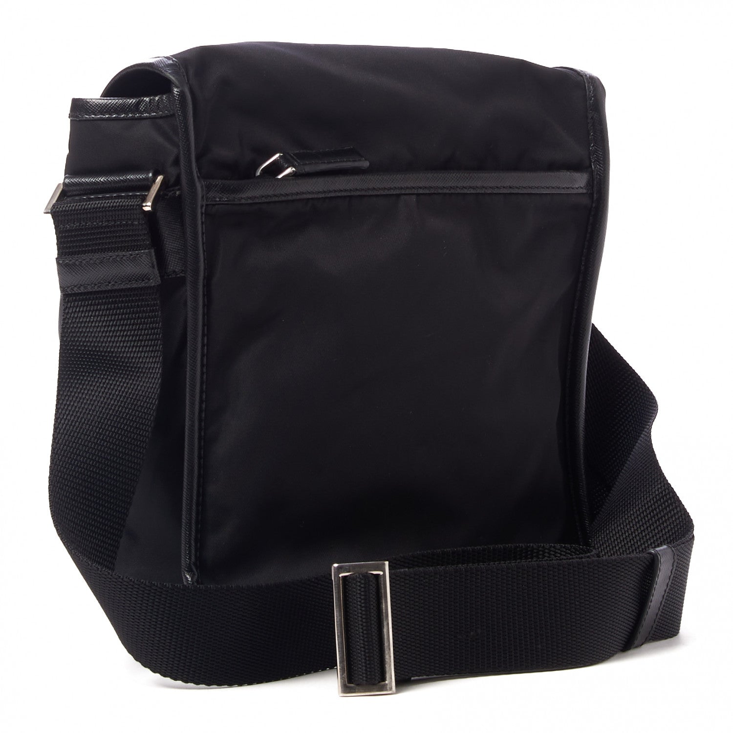 Prada Tessuto Nylon Saffiano Messenger Satchel Black 3 of 8