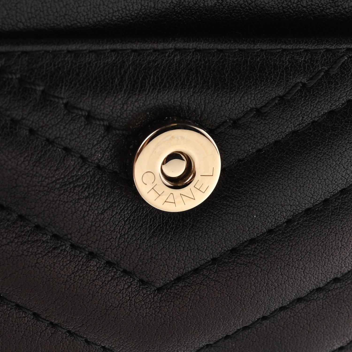 Chanel Calfskin Chevron Quilted Compact Flap Wallet Black 9 of 9