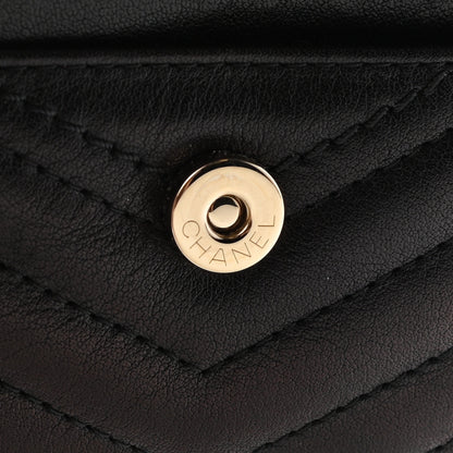 Chanel Calfskin Chevron Quilted Compact Flap Wallet Black 9 of 9
