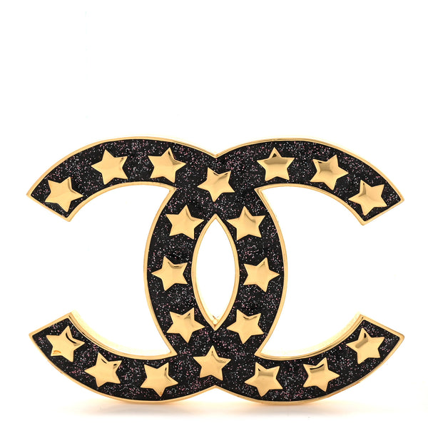 Chanel Metal Resin CC Star Brooch Gold Black 1881011 – FASHIONPHILE