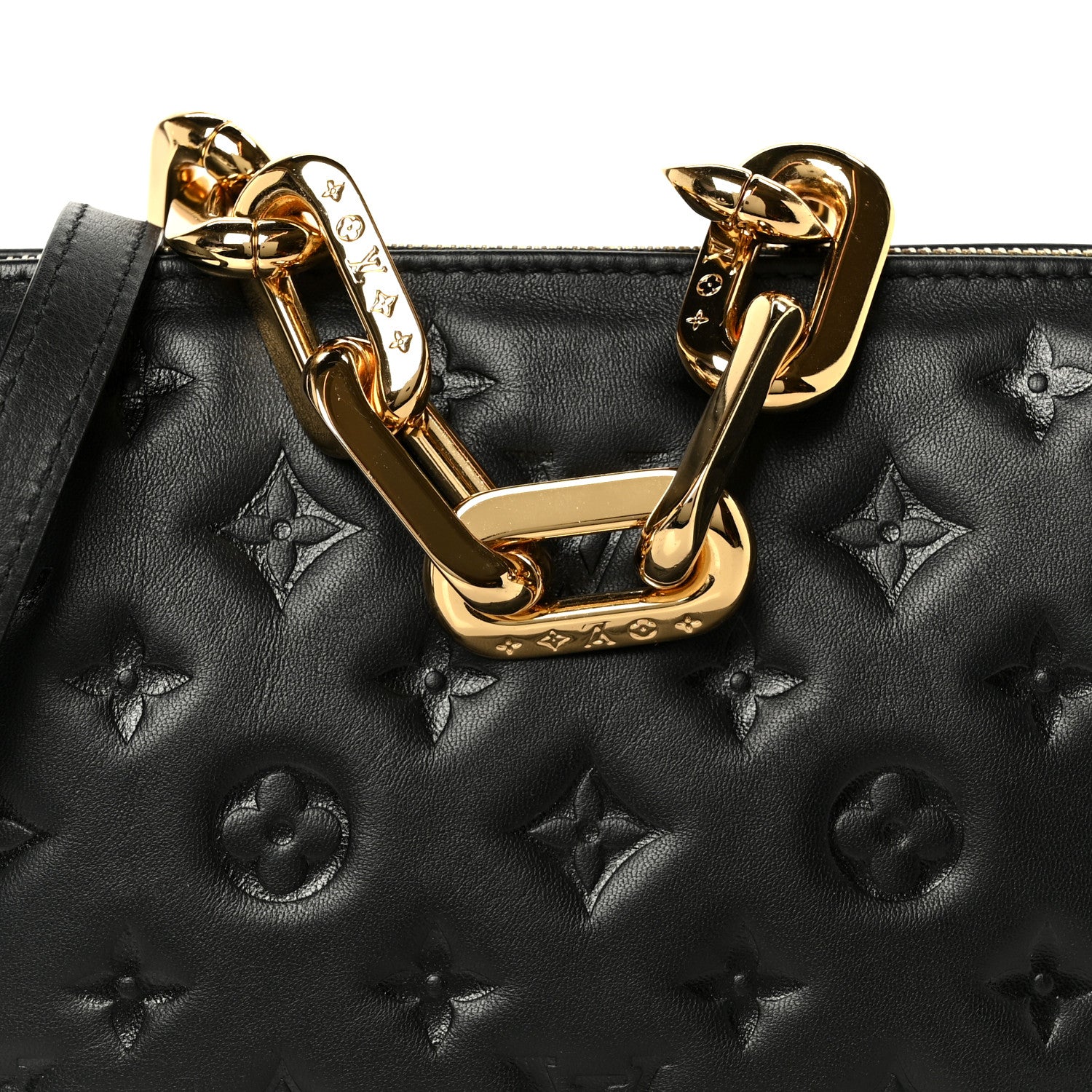 Louis Vuitton Lambskin Embossed Monogram Coussin BB Black 9 of 11