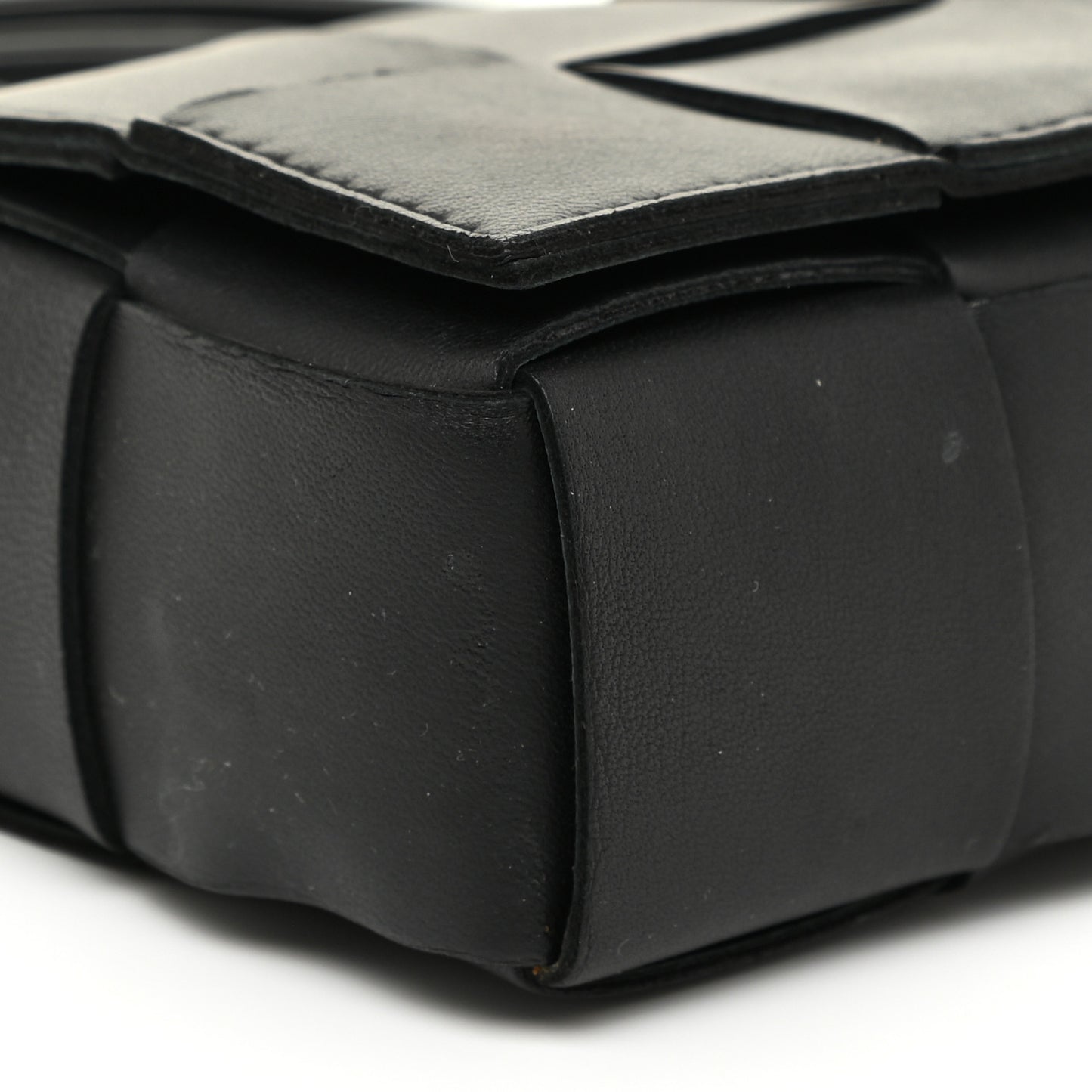 Lambskin Maxi Intrecciato Extra Mini Cassette Crossbody Bag Black