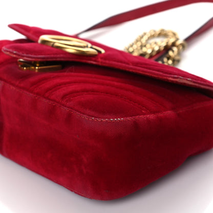 Gucci Velvet Matelasse Mini GG Marmont Shoulder Bag Hibiscus Red 11 of 17