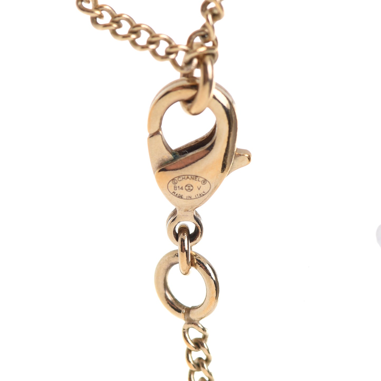 Crystal Pearl Twisted CC Pendant Necklace Gold