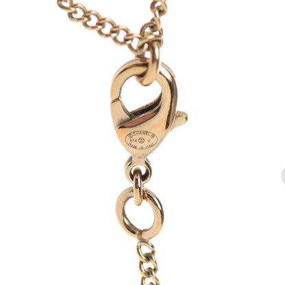 Chanel Crystal Pearl Twisted CC Pendant Necklace Gold 5 of 5