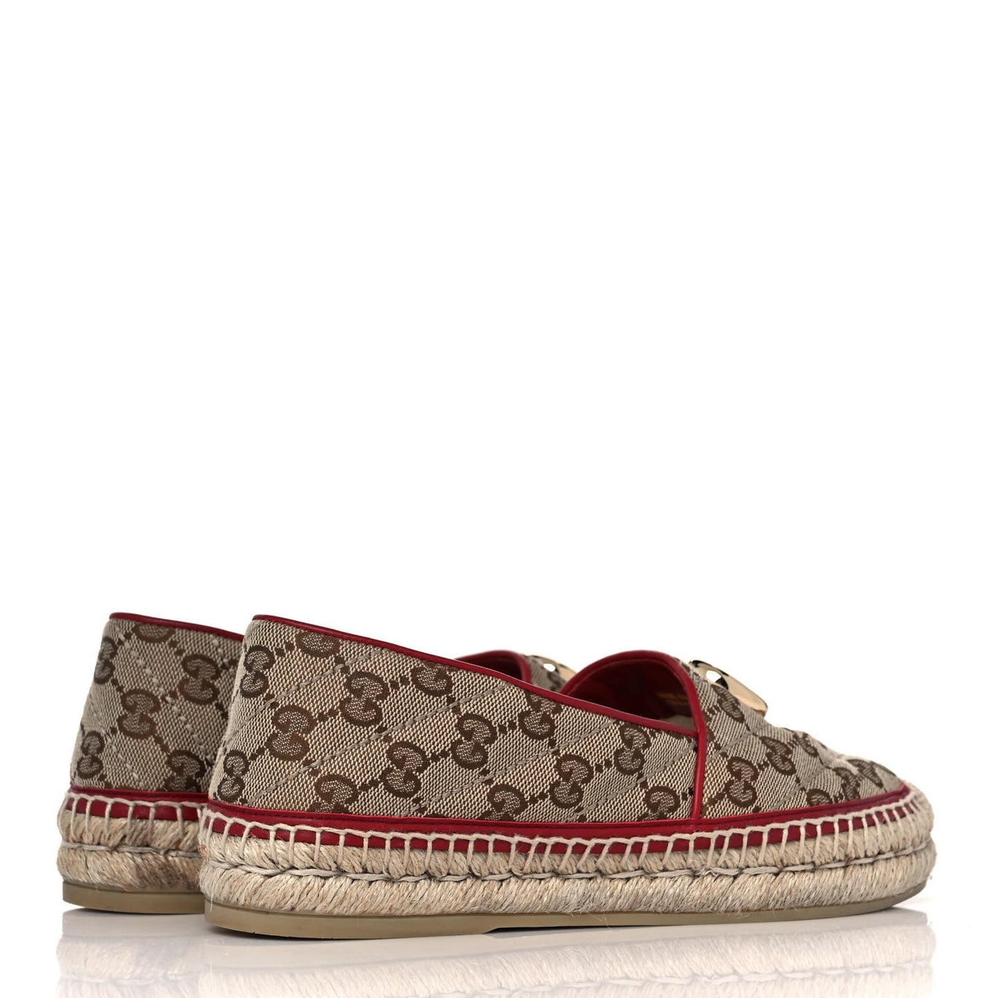 Monogram Matelasse Diagonal GG Marmont Espadrilles 36 Beige New Cherry Red