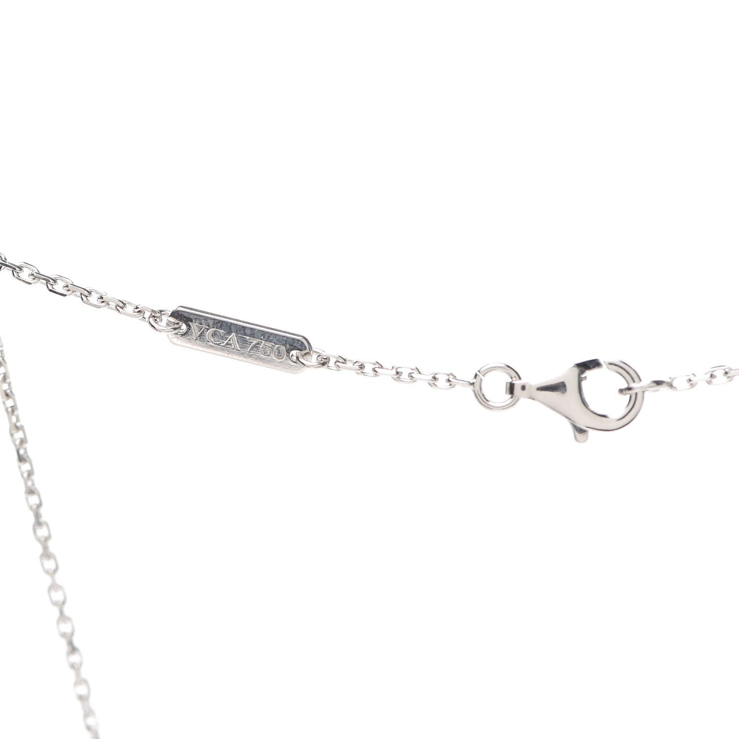 18K White Gold Mother of Pearl Vintage Alhambra Pendant Necklace