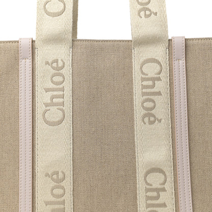 Chloe Linen Calfskin Medium Woody Ribbon Tote Cement Pink 8 of 14