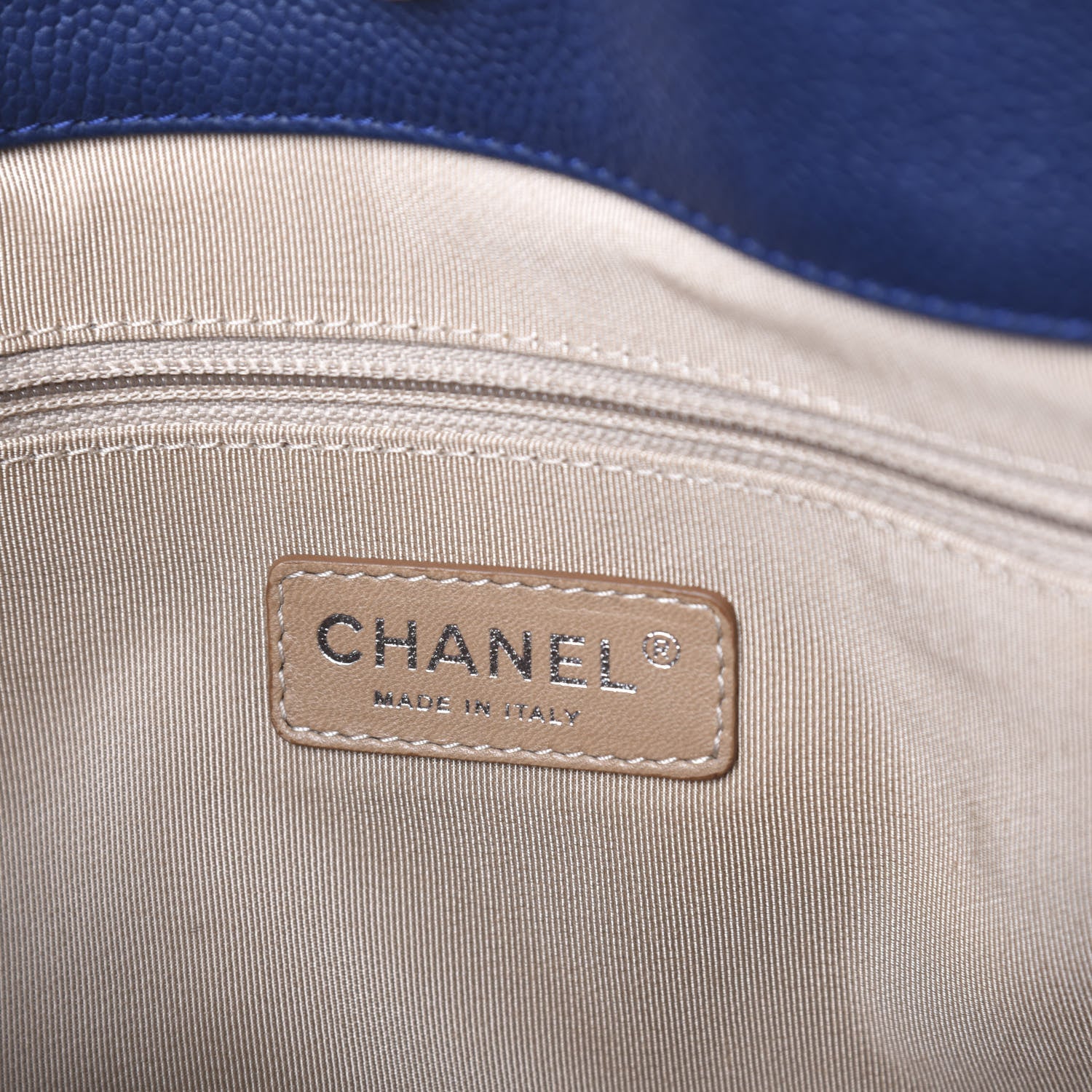 Chanel Caviar Quilted Expandable Zip Shoulder Bag Blue 10 of 18