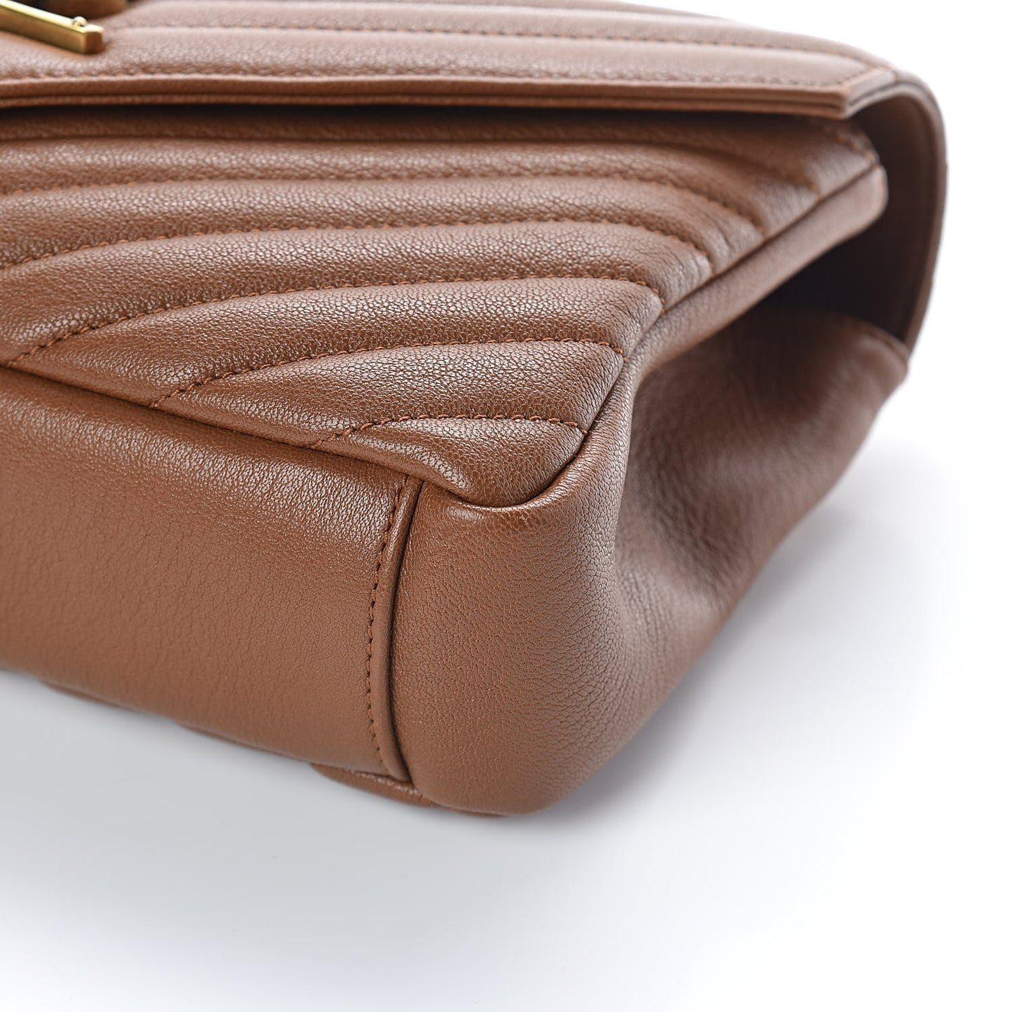 Calfskin Matelasse Chevron Monogram Medium College Bag Brick