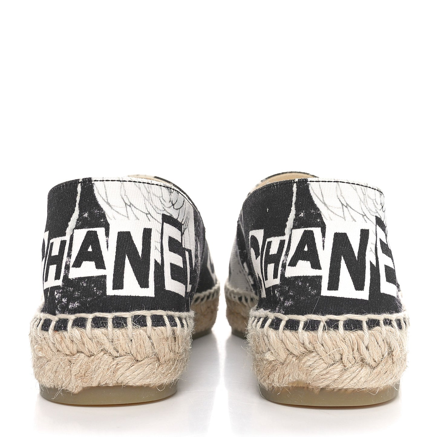 Printed Canvas Grosgrain 31 Rue Cambon Espadrilles 36 Black White