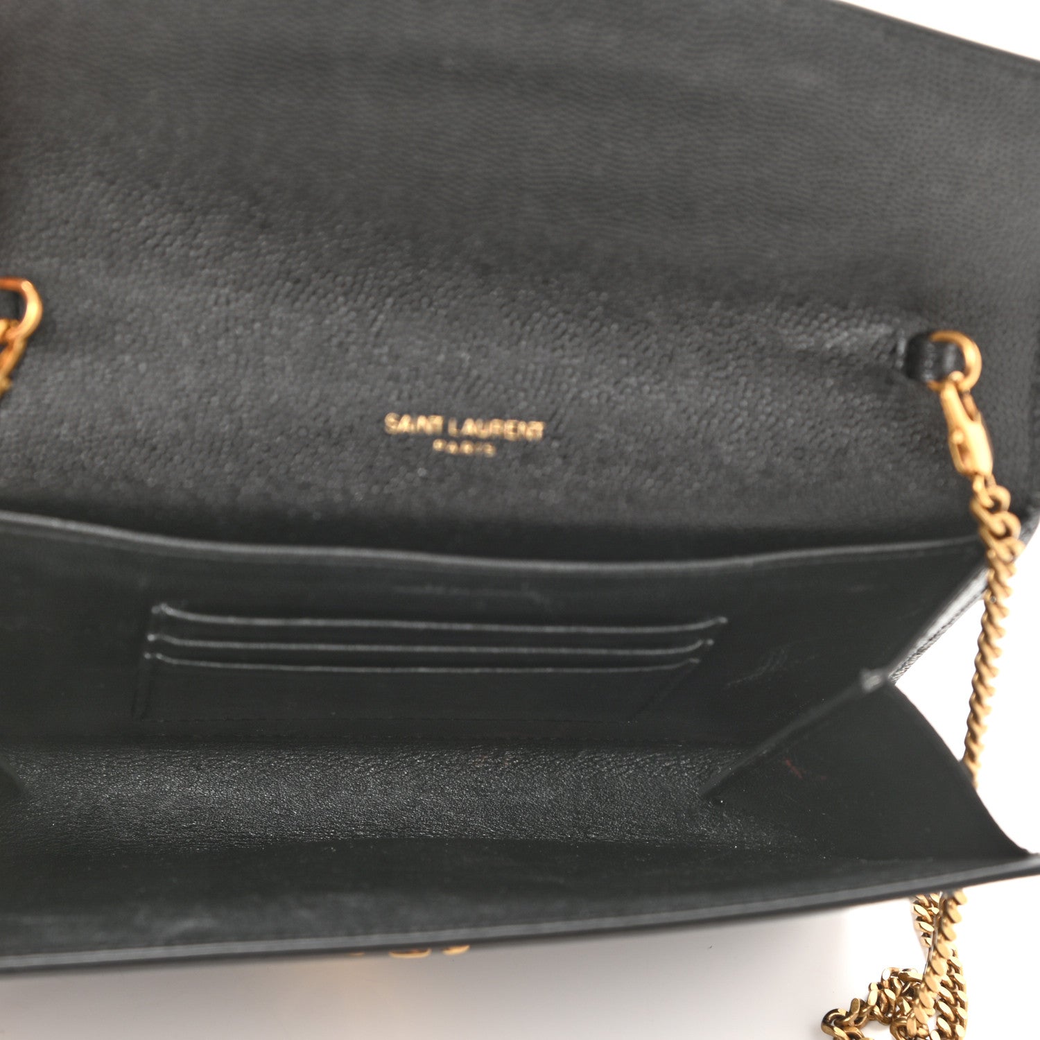 Saint Laurent Grain De Poudre Monogram Cassandra Chain Wallet Black 5 of 10