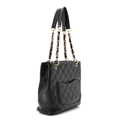 Chanel Caviar Quilted Petit Shopping Tote PST Black 3 of 10