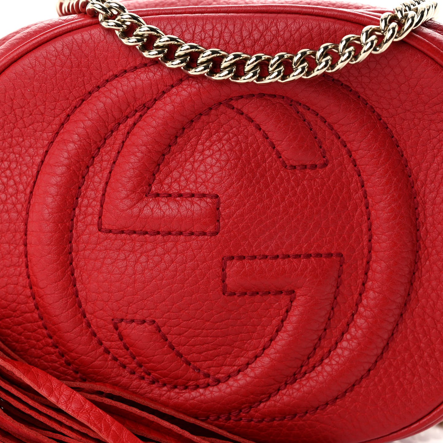 Pebbled Calfskin Mini Soho Chain Bag Tabasco Red