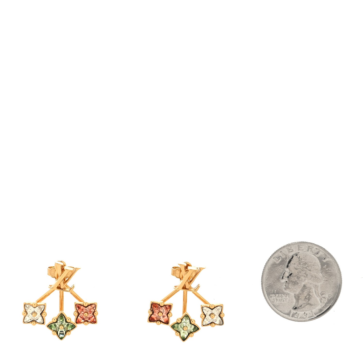 Louis Vuitton Metal Crystal Loulougram Earrings Multicolor 2 of 4