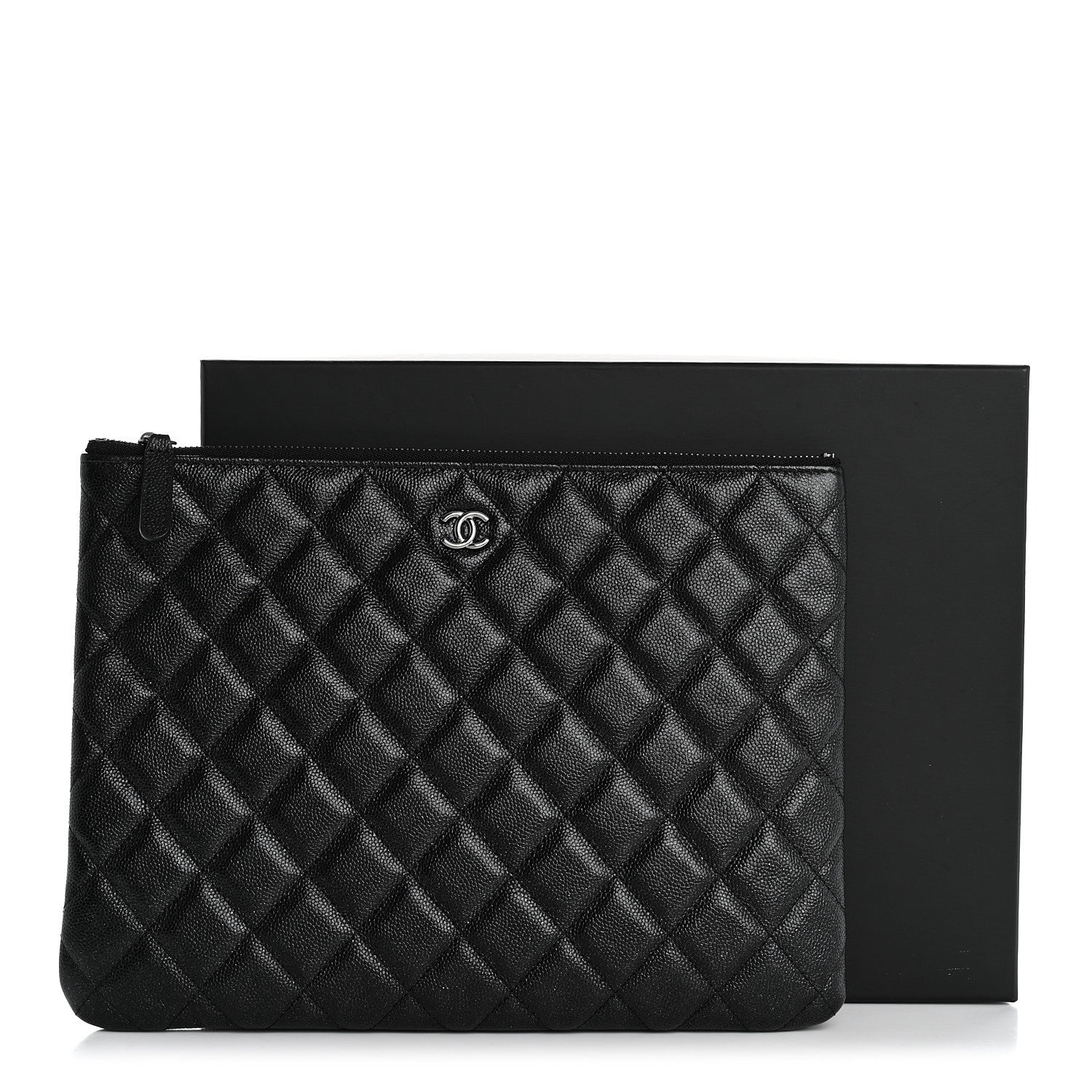 Chanel Iridescent Caviar Quilted Medium Cosmetic Case Black 9 of 9