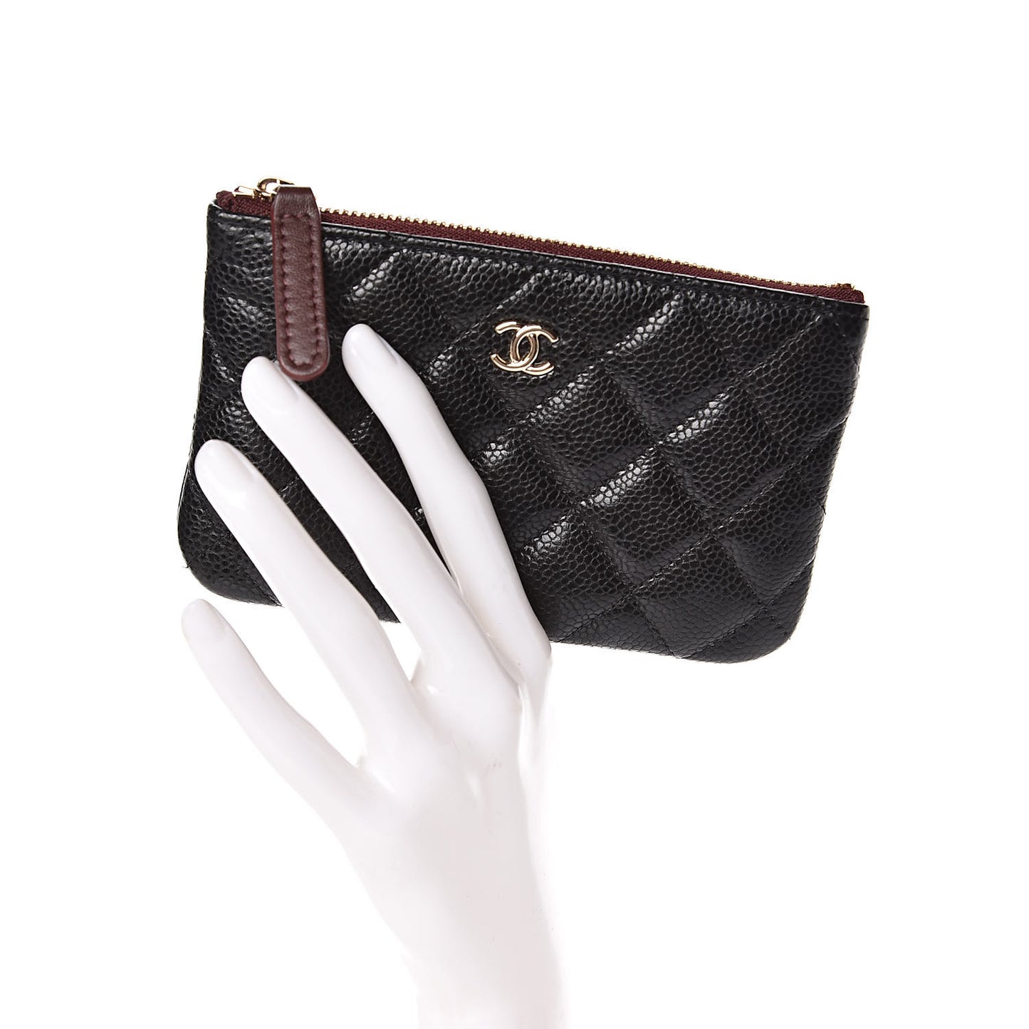 Caviar Quilted Small Cosmetic Case Black