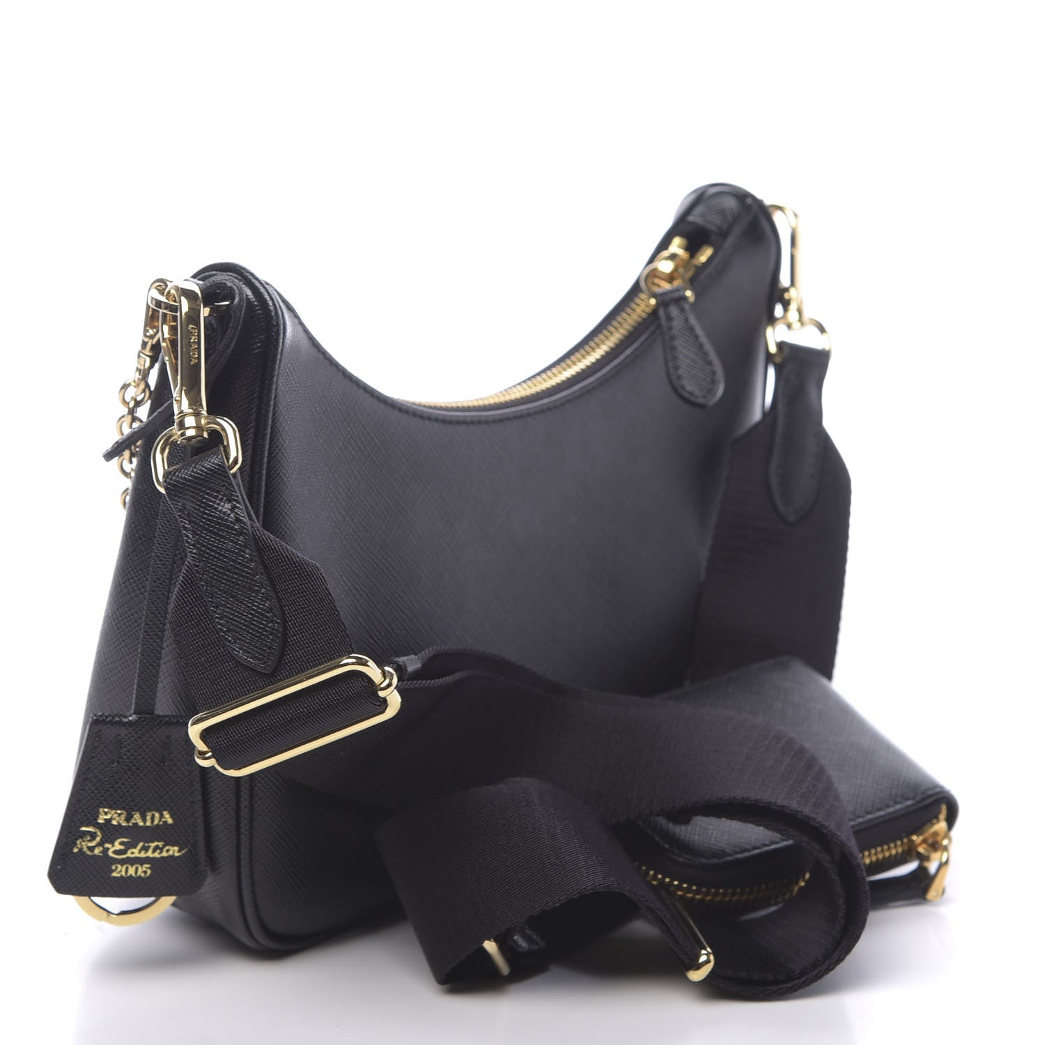 Prada Saffiano Lux Re-Edition 2005 Shoulder Bag Black 2 of 10