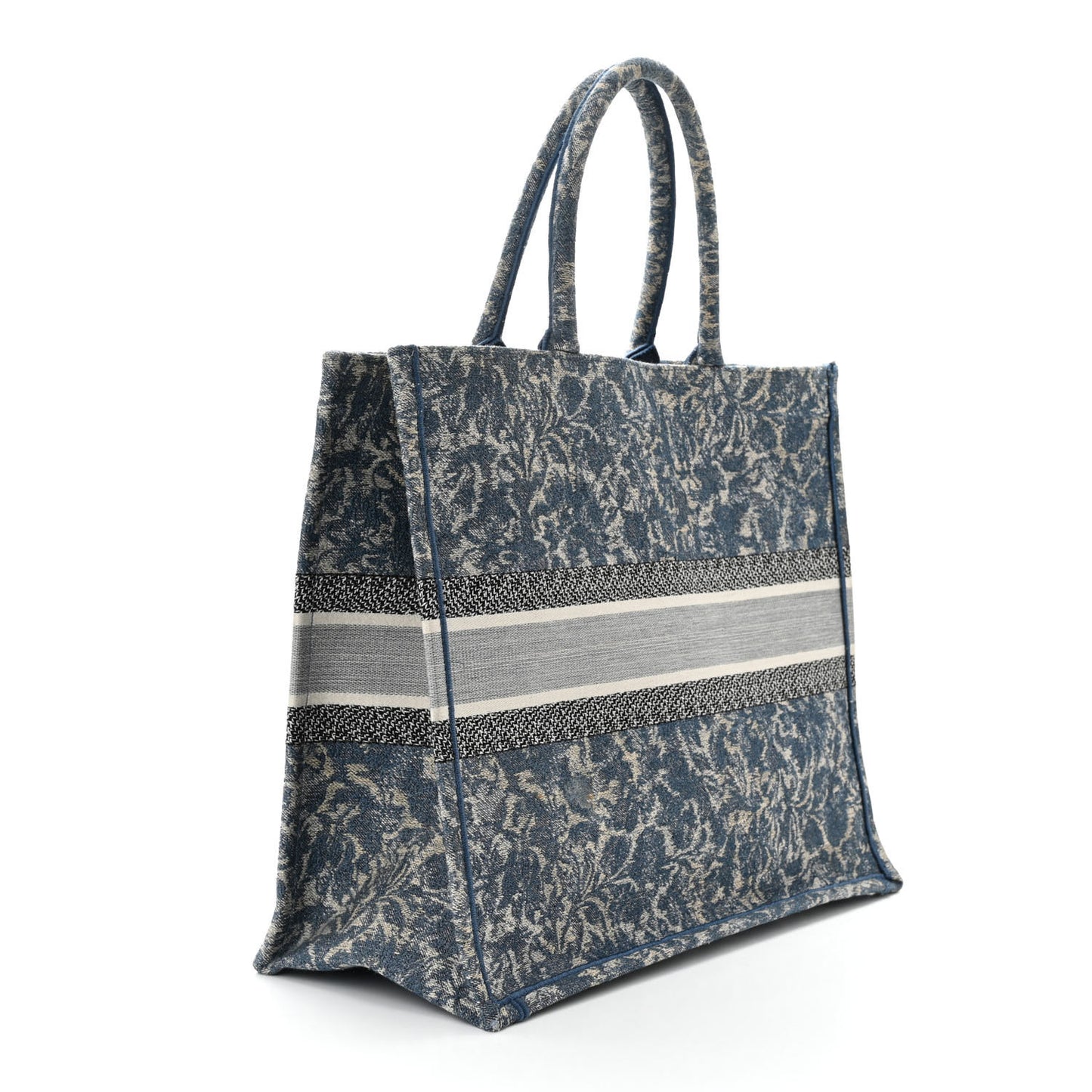 Canvas Embroidered Large Brocart Book Tote Blue