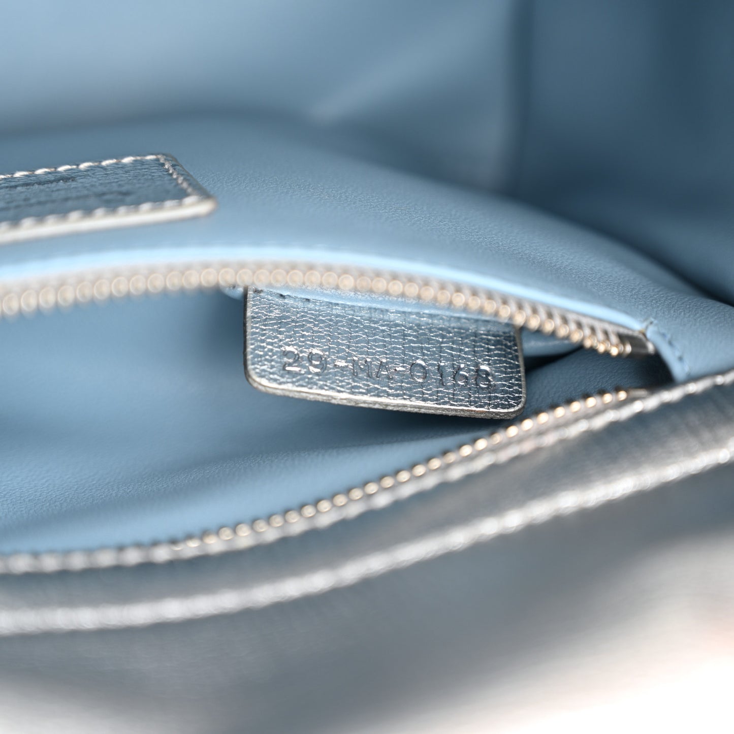 Metallic Grained Calfskin Cannage Small Lucky Badges My Lady Dior Silver
