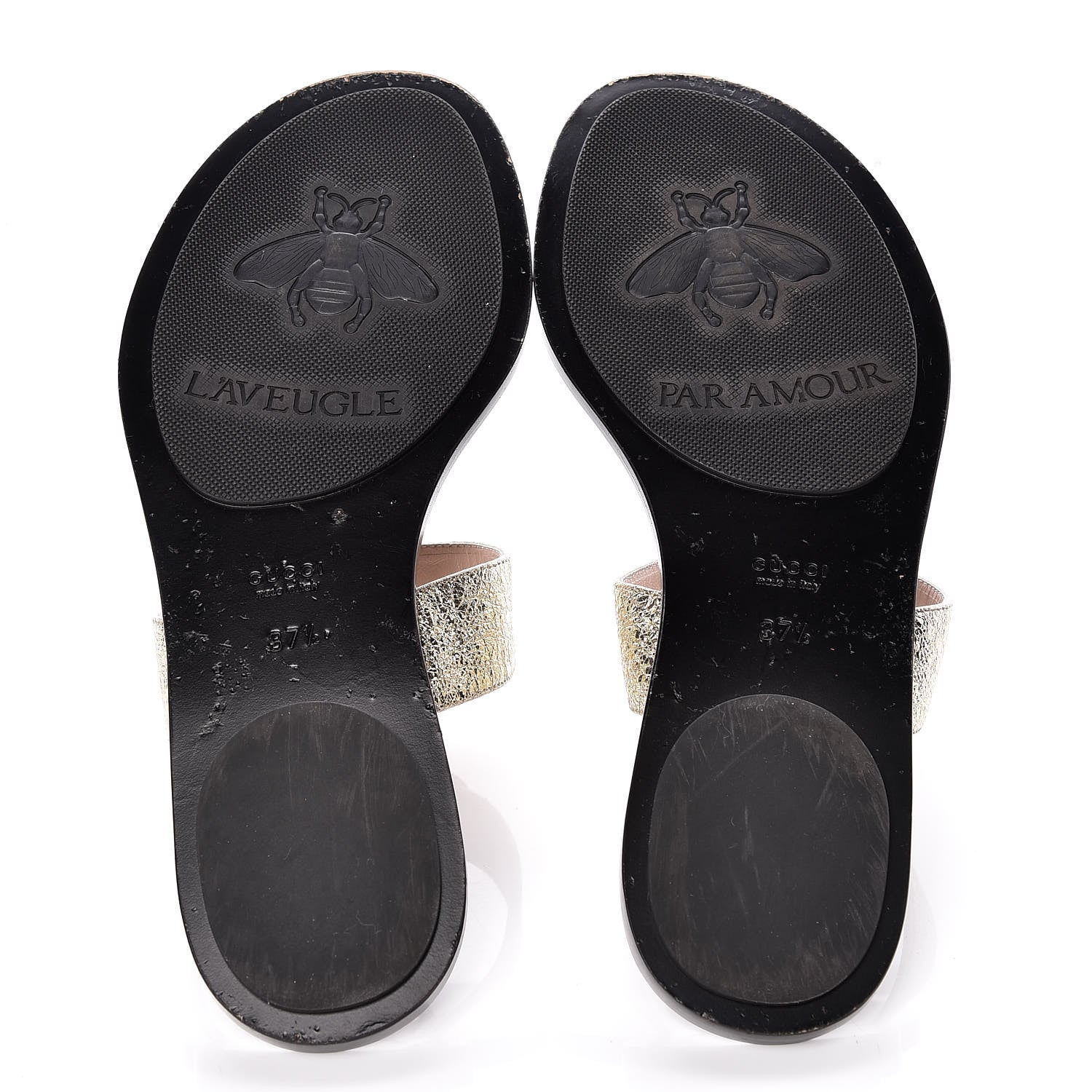 Gucci Nappa Silk Galassia GG Marmont Thong Flat Sandals 37.5 Platino 7 of 14
