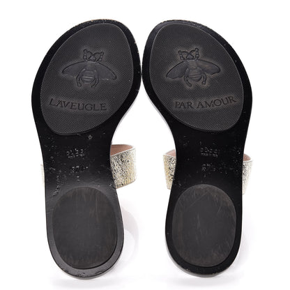 Gucci Nappa Silk Galassia GG Marmont Thong Flat Sandals 37.5 Platino 7 of 14