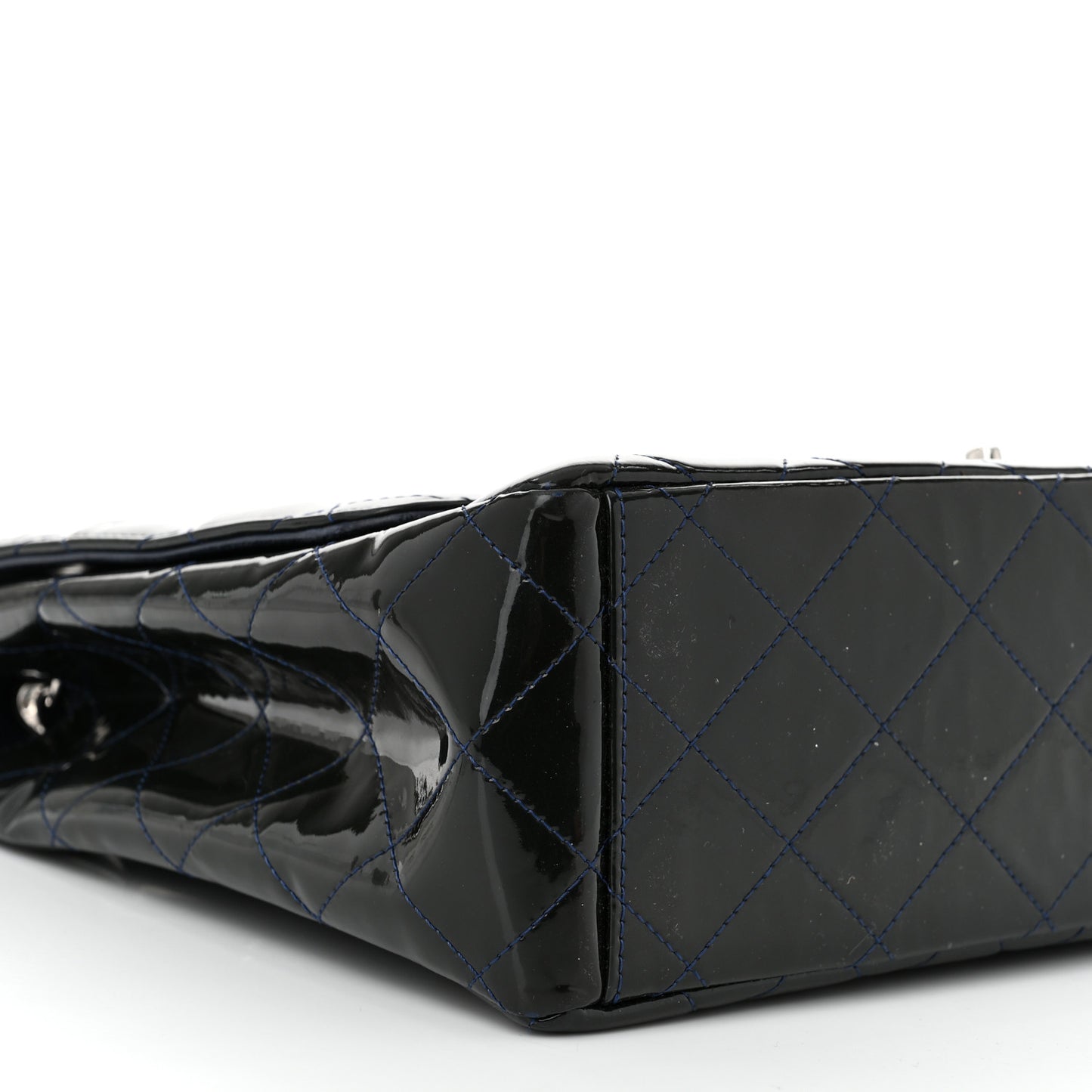 Patent Quilted Maxi Single Flap Blue