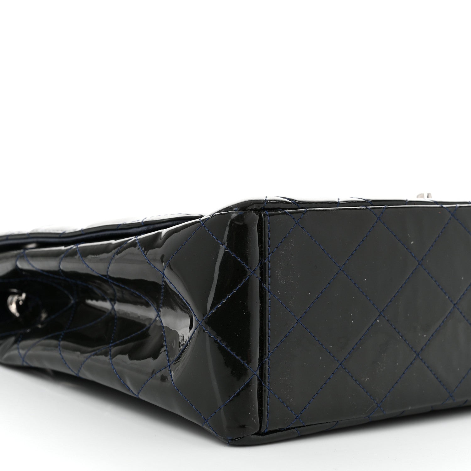 Chanel Patent Quilted Maxi Single Flap Blue 9 of 11