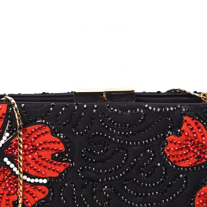 Judith Leiber Fabric Crystal Flower Clutch Black 14 of 17