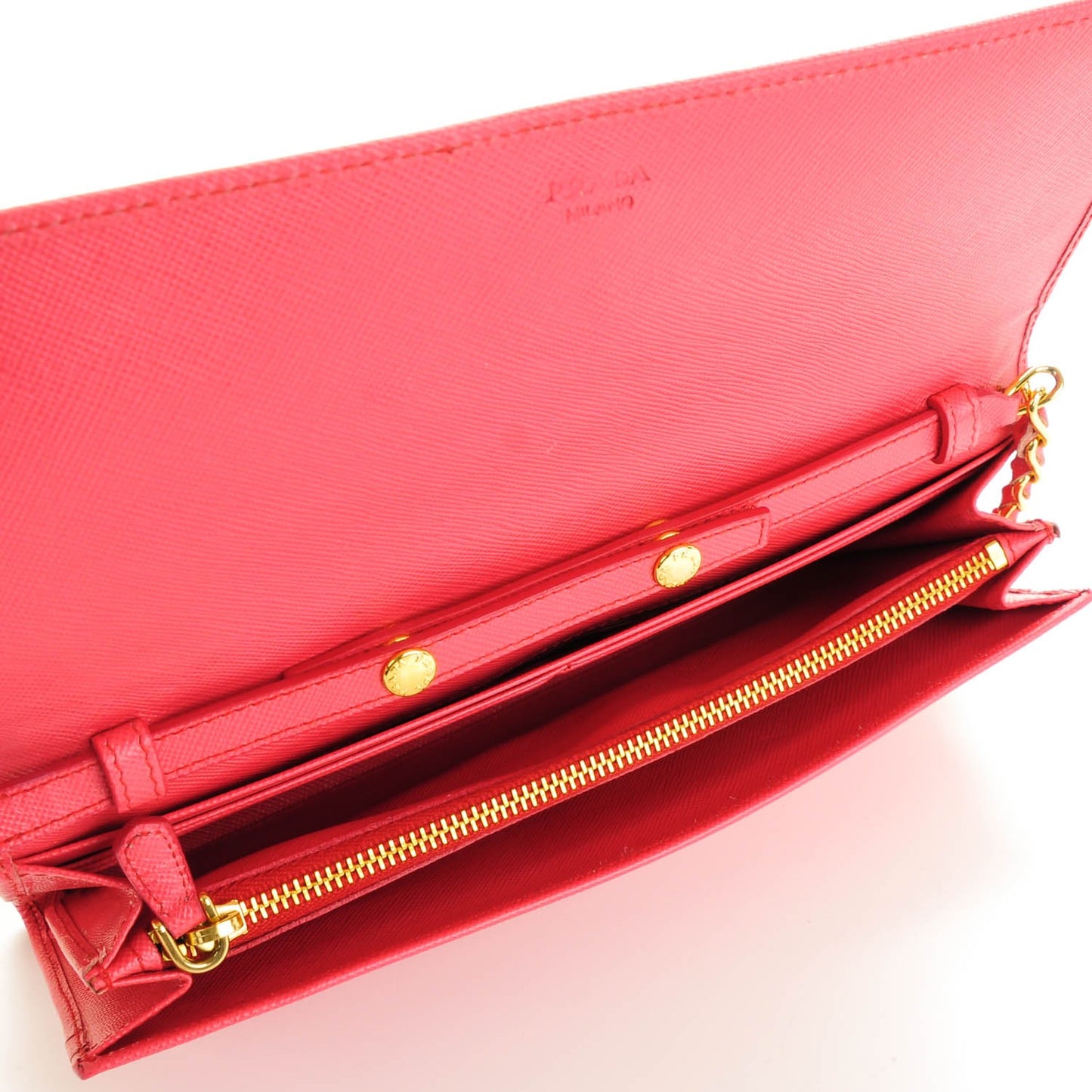 Saffiano Metal Oro Chain Wallet Peonia