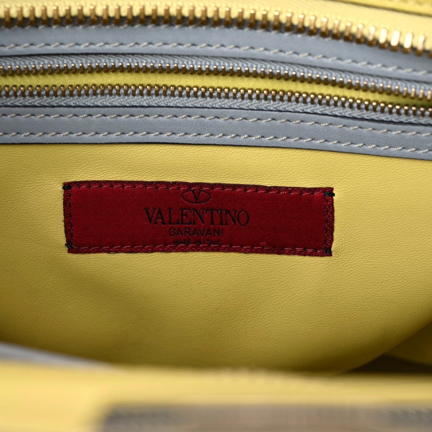 Valentino Garavani Vitello Watercolor Rockstud Double Handle Tote Rose Green Yellow Sky 5 of 21