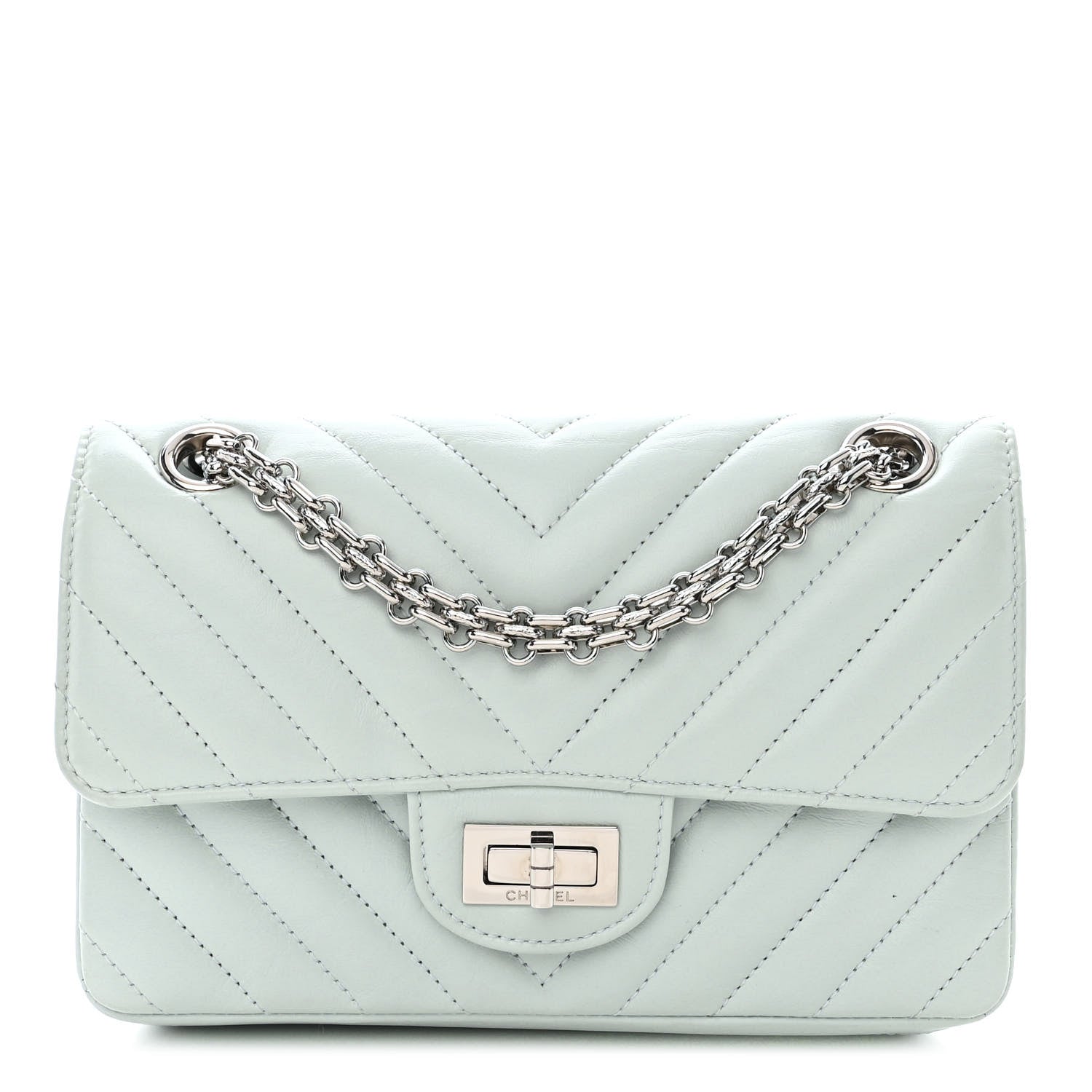 Chanel Aged Calfskin Chevron Quilted 2.55 Reissue Mini Flap Light Blue 1 of 11