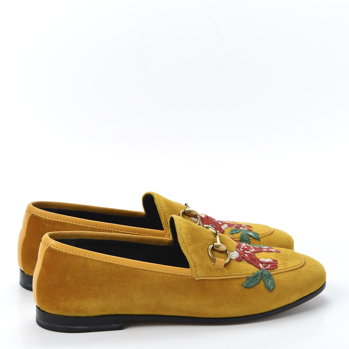 Softy Velvet Malaga Kid Deer Embroidered Jordaan Loafers 36 Senape Crop