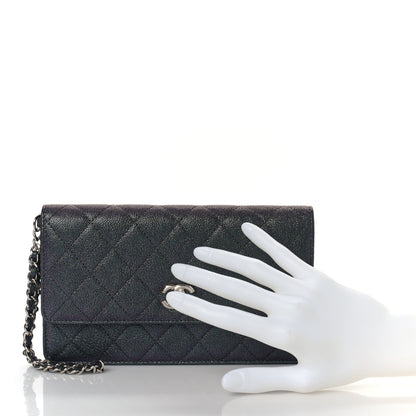 Chanel Iridescent Caviar Quilted Classic Pouch Clutch Black 2 of 11