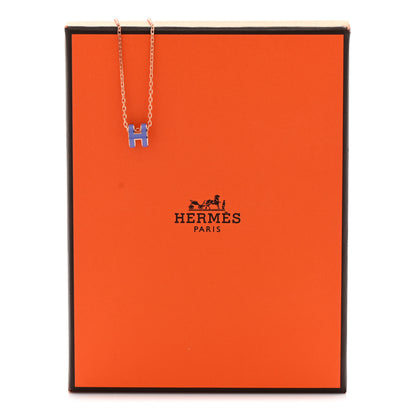 Hermes Lacquered Rose Gold Pop H Pendant Necklace Lilac 7 of 7